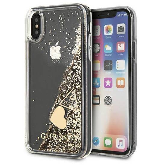 Original Case IPHONE X / XS Guess Hardcase Glitter Charms (GUOHCPXGLHFLGO) gold