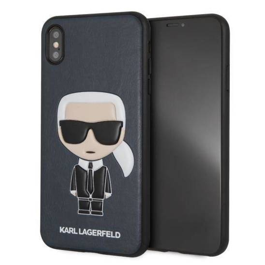 Original Case IPHONE XS MAX Karl Lagerfeld Hardcase Iconic Karl Embossed (KLHCI65IKPUBL) blue