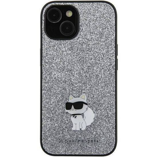 Original Case SAMSUNG GALAXY A35 5G Karl Lagerfeld Hardcase Fixed Glitter Choupette Logo Metal Pin (KLHCSA35GCNPSG) silver