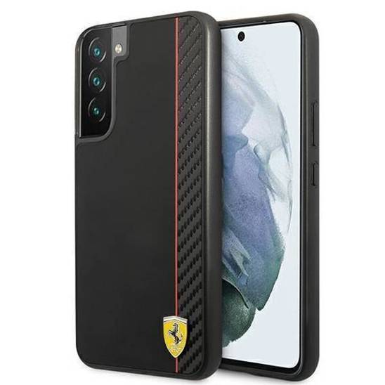 Original Case SAMSUNG GALAXY S22+ PLUS Ferrari Hardcase On Track Carbon Stripe (FESAXHCS22MBK) black