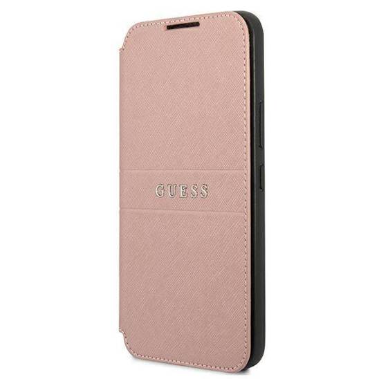 Original Case SAMSUNG GALAXY S22+ PLUS Guess Book Saffiano Stripes (GUBKS22MPSASBPI) pink