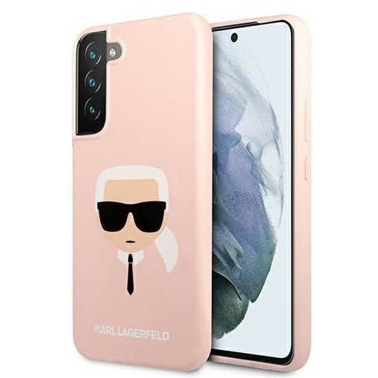 Original Case SAMSUNG GALAXY S22+ PLUS Karl Lagerfeld Hardcase Silicone Karl`s Head (KLHCS22MSLKHPI) pink