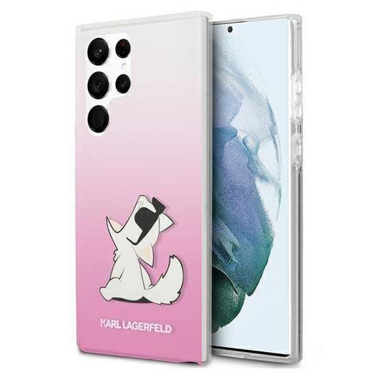 Original Case SAMSUNG GALAXY S22 ULTRA Karl Lagerfeld Hardcase Choupette Eat (KLHCS22LCFNRCPI) pink