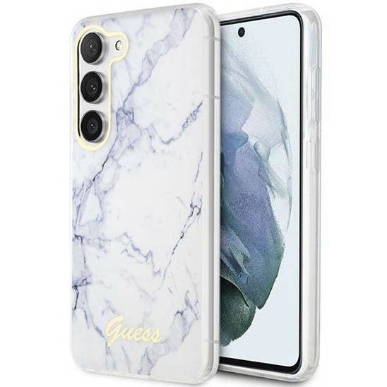 Original Case SAMSUNG GALAXY S23 Guess Hardcase Marble (GUHCS23SPCUMAH) white