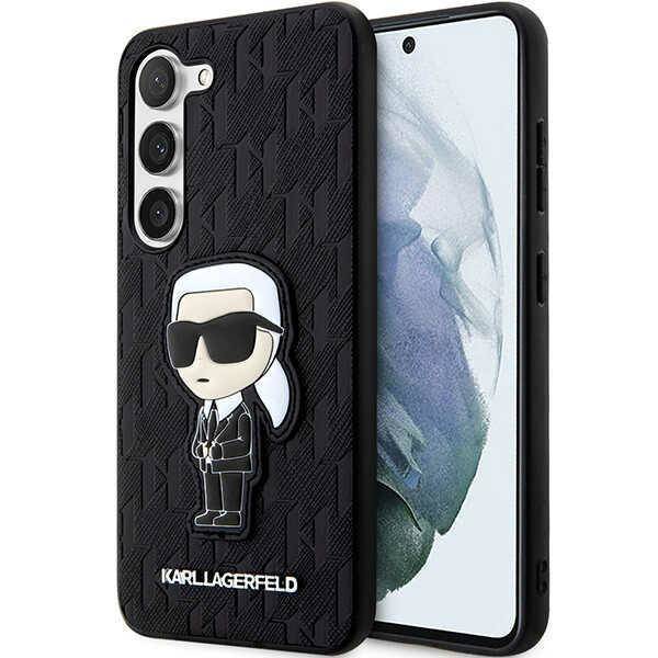 Original Case SAMSUNG GALAXY S23+ Karl Lagerfeld Hardcase Saffiano Monogram Ikonik (KLHCS23MSAKLHKPK) black