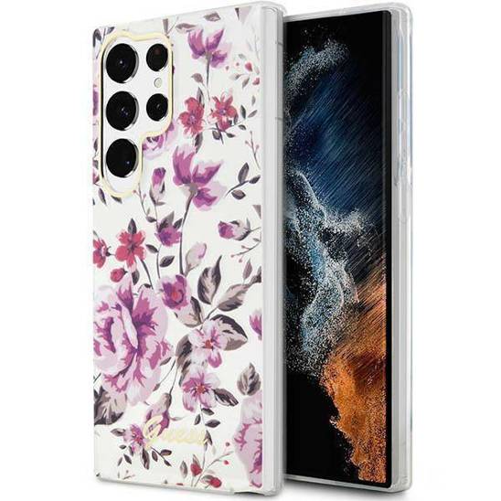 Original Case SAMSUNG GALAXY S23 ULTRA Guess Flower Collection (GUHCS23LHCFWST) white