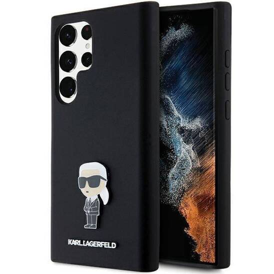 Original Case SAMSUNG GALAXY S23 ULTRA Karl Lagerfeld Silicone Ikonik Metal Pin (KLHCS23LSMHKNPK) black