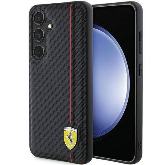 Original Case SAMSUNG GALAXY S24 Ferrari Hardcase Carbon Printed Line (FEHCS24SN3DUR) black