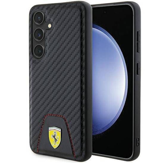 Original Case SAMSUNG GALAXY S24 Ferrari Hardcase Carbon Stitched Bottom (FEHCS24SN3PUK) black