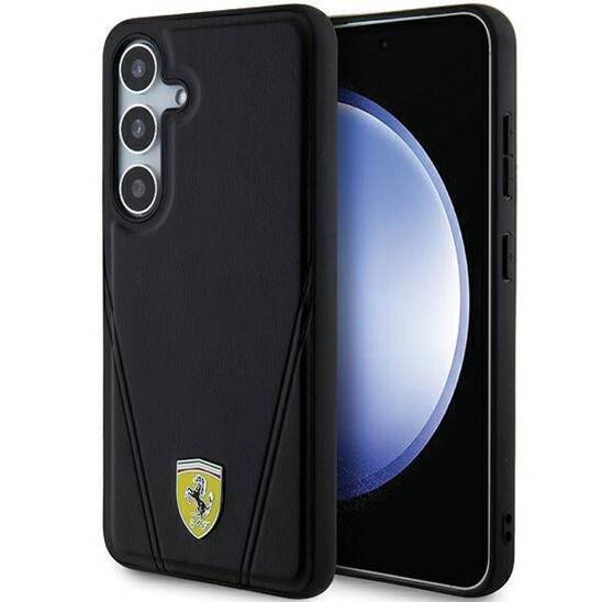 Original Case SAMSUNG GALAXY S24+ Ferrari Hardcase Hot Stamp V Lines MagSafe (FEHMS24MP3BAK) black