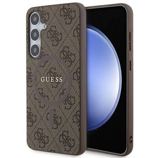 Original Case SAMSUNG GALAXY S24+ Guess Hardcase 4G Collection Leather Metal Logo MagSafe (GUHMS24MG4GFRW) brown