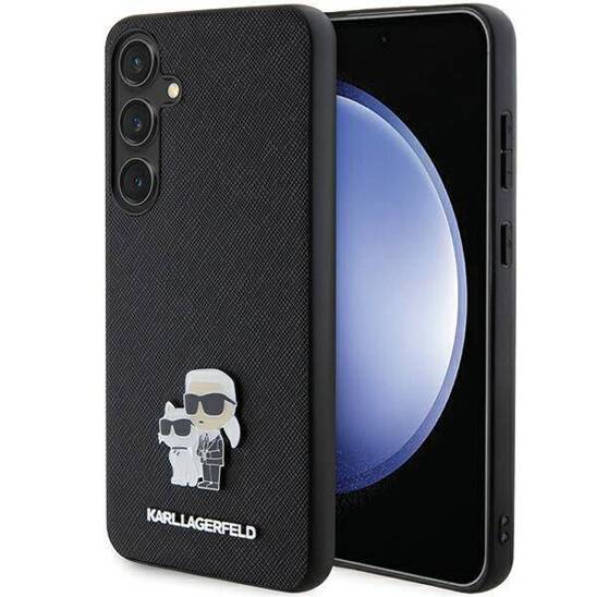 Original Case SAMSUNG GALAXY S24 Karl Lagerfeld Hardcase Saffiano Karl & Choupette Metal Pin (KLHCS24SPSAKCMPK) black