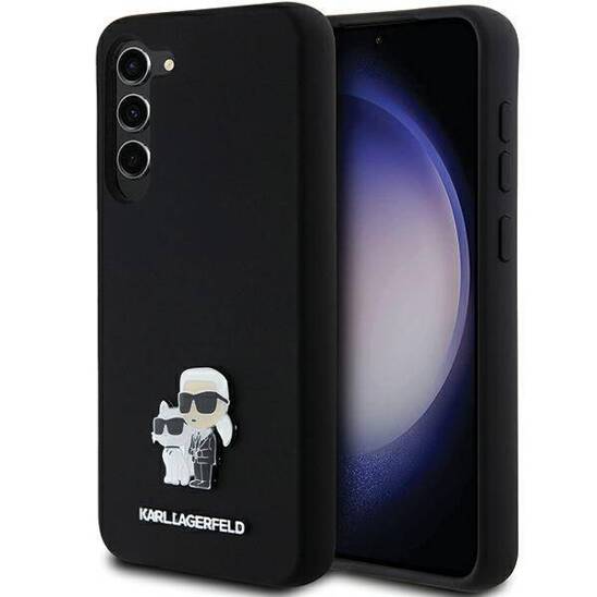 Original Case SAMSUNG GALAXY S24+ Karl Lagerfeld Hardcase Silicone Karl&Choupette Metal Pin (KLHCS24MSMHKCNPK) black