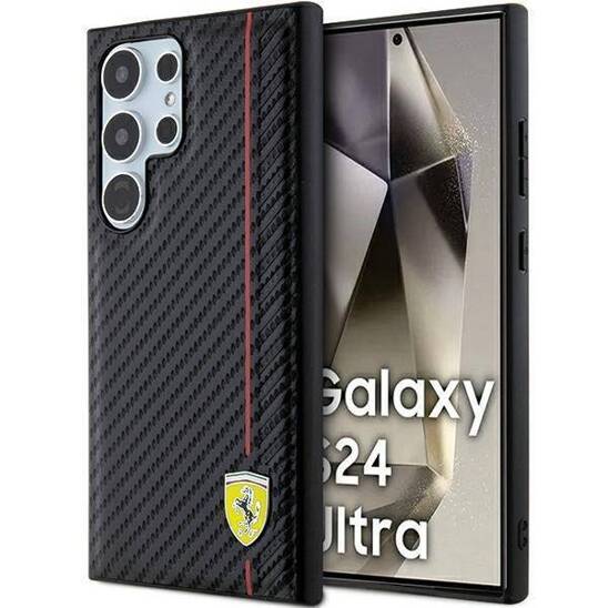 Original Case SAMSUNG GALAXY S24 ULTRA Ferrari Hardcase Carbon Printed Line (FEHCS24LN3DUR)