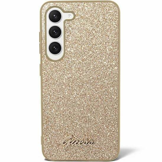 Original Case SAMSUNG GALAXY S24 ULTRA Guess Hardcase Glitter Script (GUHCS24LHGGSHD) gold