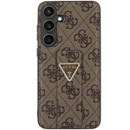 Original Case SAMSUNG GALAXY S24 ULTRA Guess Hardcase Grip Stand 4G Triangle Strass (GUHCS24LPGS4TDW) brown