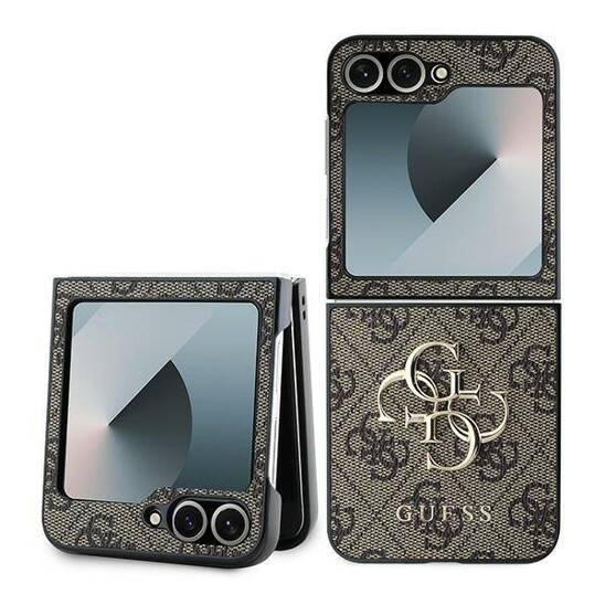 Original Case SAMSUNG GALAXY Z FLIP 6 Guess Hardcase Leather 4G Metal Logo (GUHCZF64GMGBR) brown