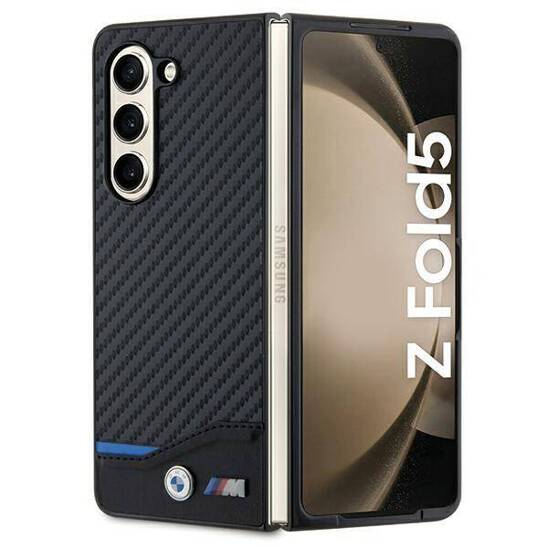 Original Case SAMSUNG GALAXY Z FOLD 5 BMW Leather Carbon (BMHCZFD522NBCK) black