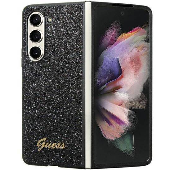 Original Case SAMSUNG GALAXY Z FOLD 5 Guess Hardcase Glitter Script (GUHCZFD5HGGSHK) black