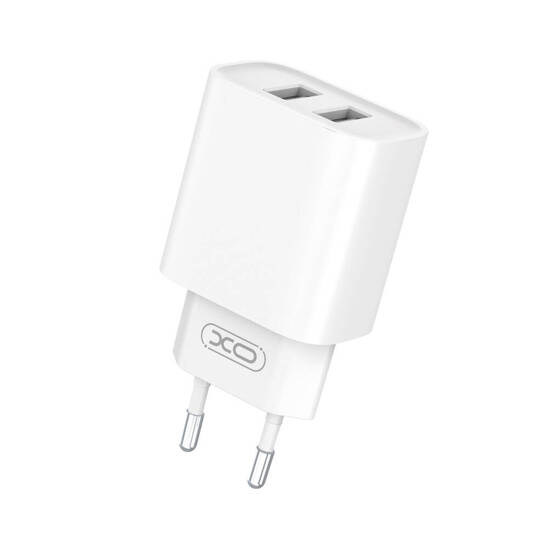 Power charger 10W 2xUSB + Micro-USB cable 2.1A XO CE02C white 