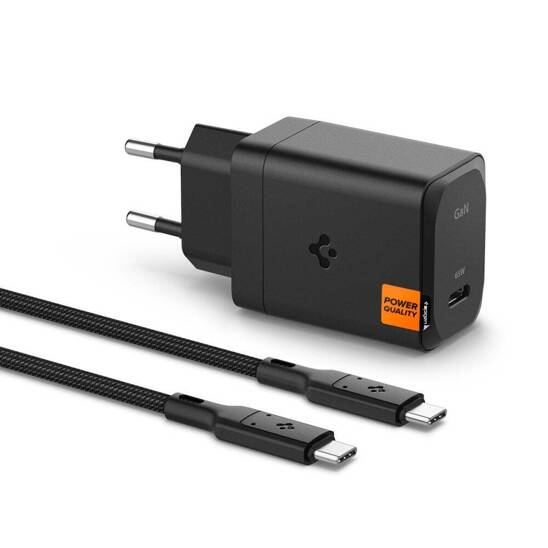 SPIGEN ArcStation Pro GaN-651 power charger, 1x USB-C, 65W + USB-C cable black