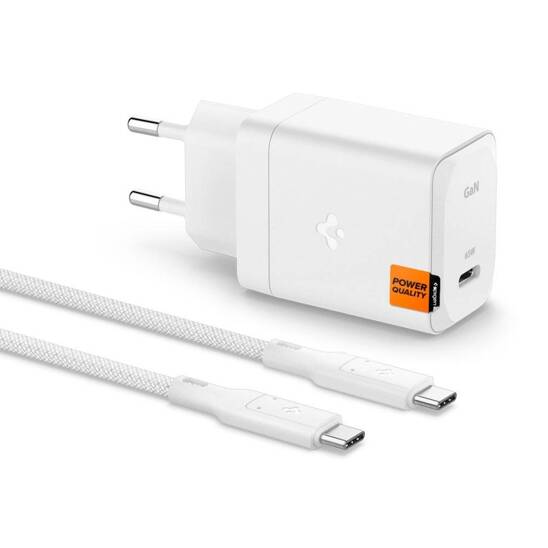 SPIGEN ArcStation Pro GaN-651 power charger, 1x USB-C, 65W + USB-C cable white