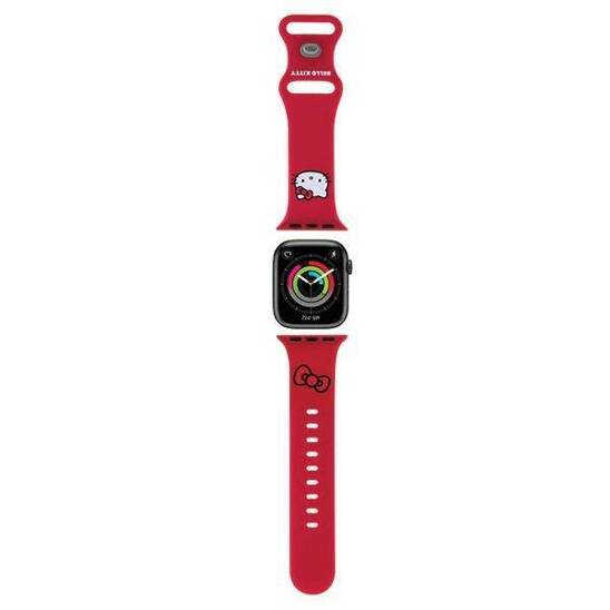 Strap for APPLE WATCH 1 / 2 / 3 / 4 / 5 / 6 / SE / 7 / 8 (38 / 40 / 41 mm) Hello Kitty Strap Silicone Kitty Head (HKAWMSCHBLR) red