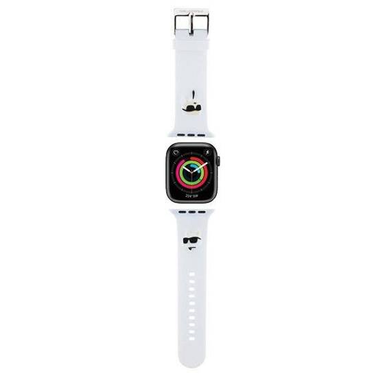 Strap for APPLE WATCH 38 / 40 / 41 MM Karl Lagerfeld Strap 3D Rubber Karl&Choupette Heads (KLAWMSLKCNH ) white