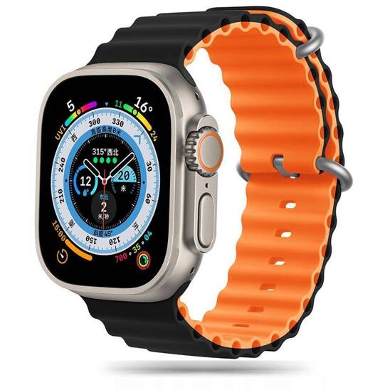 Strap for APPLE WATCH 4 / 5 / 6 / 7 / 8 / 9 / SE / ULTRA 1 / 2 (42 / 44 / 45 / 49 MM) Tech-Protect IconBand Pro black & orange