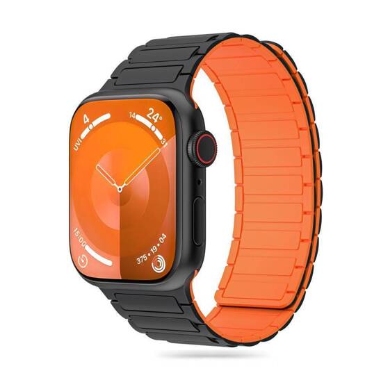 Strap for APPLE WATCH 4 / 5 / 6 / 7 / 8 / 9 / SE / ULTRA 1 / 2 (42 / 44 / 45 / 49 MM) Tech-Protect Iconband Magnetic black & orange