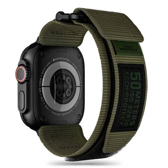 Strap for APPLE WATCH 4 / 5 / 6 / 7 / 8 / 9 / SE / ULTRA 1 / 2 (42 / 44 / 45 / 49 MM) Tech-Protect Scout Pro Military Green dark green