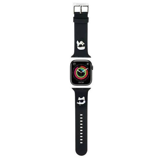 Strap for APPLE WATCH 4 / 5 / 6 / 7 / 8 / SE (38 / 40 / 41 MM) Karl Lagerfeld Strap 3D Rubber Karl&Choupette Heads (KLAWMSLKCNK) black