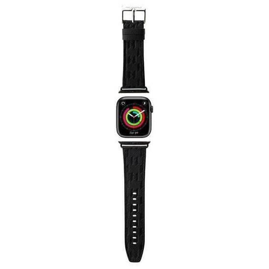 Strap for APPLE WATCH 4 / 5 / 6 / 7 / 8 / SE (38 / 40 / 41 MM) Karl Lagerfeld Strap Saffiano Monogram (KLAWMSAKLHPK) black