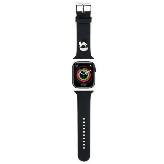 Strap for APPLE WATCH 4 / 5 / 6 / 7 / 8 / SE / ULTRA (42 / 44 / 45 / 49 MM) Karl Lagerfeld Strap 3D Rubber Karl Head (KLAWLSLKNK) black