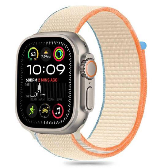 Strap for APPLE WATCH 6 / 7 / 8 / 9 / 10 / SE / ULTRA 1 / 2 (44 / 45 / 46 / 49 MM) Tech-Protect Nylon Cream