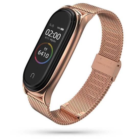 Strap for XIAOMI MI BAND 7 Tech-Protect Milaneseband gold & pink