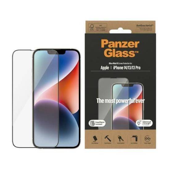 Tempered Glass 5D IPHONE 14 / 13 PRO / 13 PanzerGlass Ultra-Wide Fit Screen Protection CamSlider Antibacterial Easy Aligner Included (P2783)