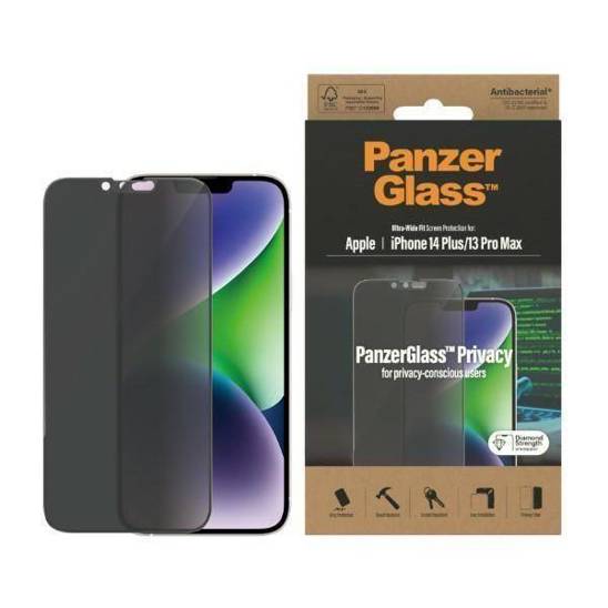 Tempered Glass 5D IPHONE 14 PLUS / 13 PRO MAX PanzerGlass Ultra-Wide Fit Privacy Screen Protection Antibacterial (P2773)