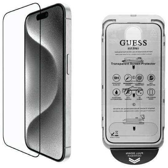 Tempered Glass 5D IPHONE 16 Guess Screen Protector 2.5D Outline (GUTGP16SBOKGCIT)