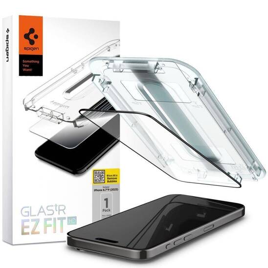 Tempered Glass APPLE IPHONE 15 PRO MAX Spigen Glas.tr "EZ Fit" FC black