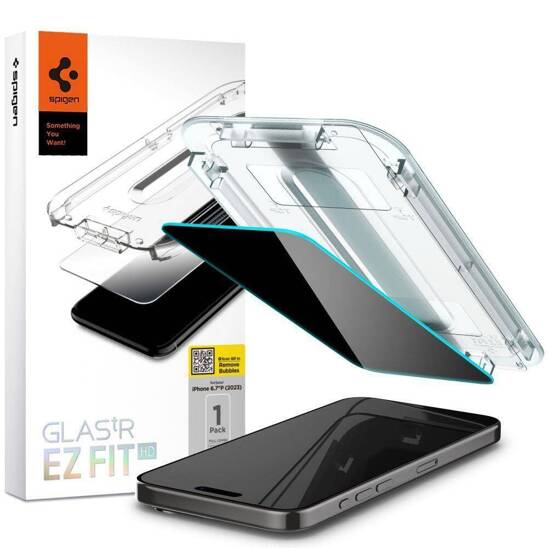 Tempered Glass APPLE IPHONE 15 PRO MAX Spigen Glas.tr "EZ Fit" Privacy