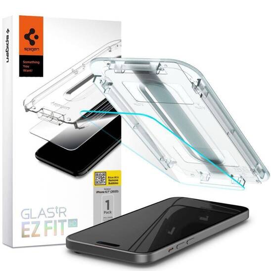 Tempered Glass APPLE IPHONE 15 Spigen Glas.tr "EZ Fit" Clear