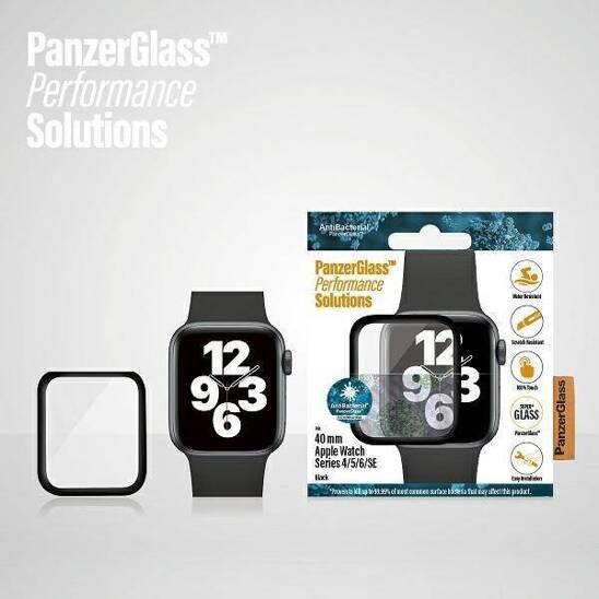 Tempered Glass APPLE WATCH 4 / 5 / 6 / SE (40MM) PanzerGlass Curved Antibacterial black