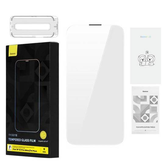 Tempered Glass IPHONE 13 PRO MAX / 14 PLUS Baseus Corning HD 0.4mm + cleaning kit