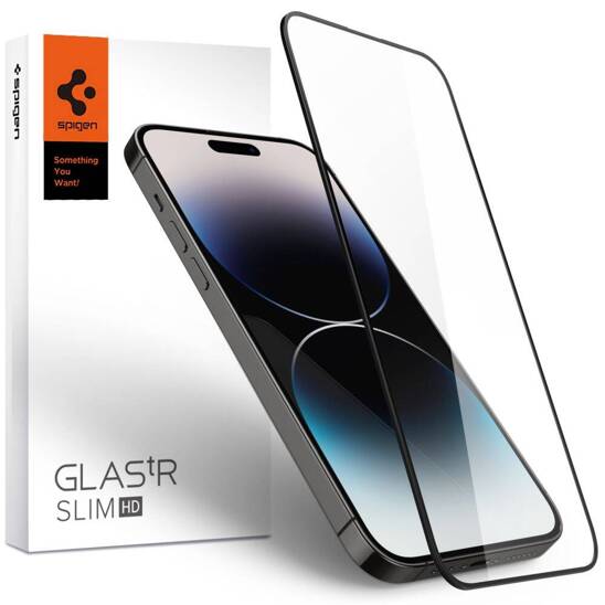 Tempered Glass IPHONE 14 PRO MAX Spigen ALM Glass FC black