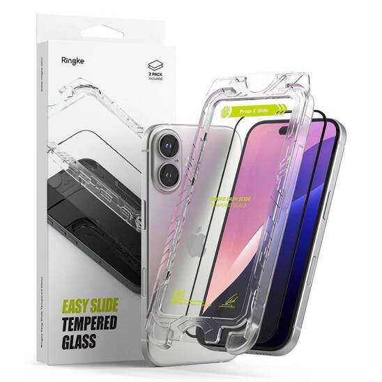 Tempered Glass IPHONE 15 / 16 Ringke Easy Slide 2-Pack black