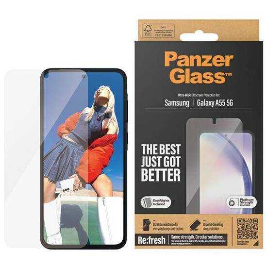 Tempered Glass SAMSUNG GALAXY A55 5G PanzerGlass Ultra-Wide Fit Screen Protection Easy Aligner Included (7358)