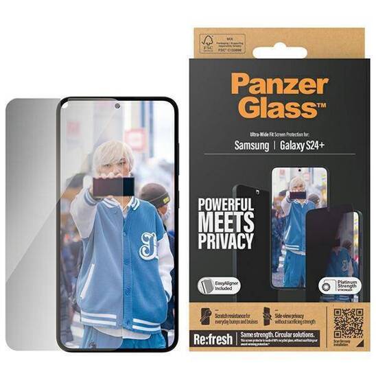 Tempered Glass SAMSUNG GALAXY S24+ PanzerGlass Ultra-Wide Fit Privacy Screen Protection Easy Aligner Included Privatizing (P7351)