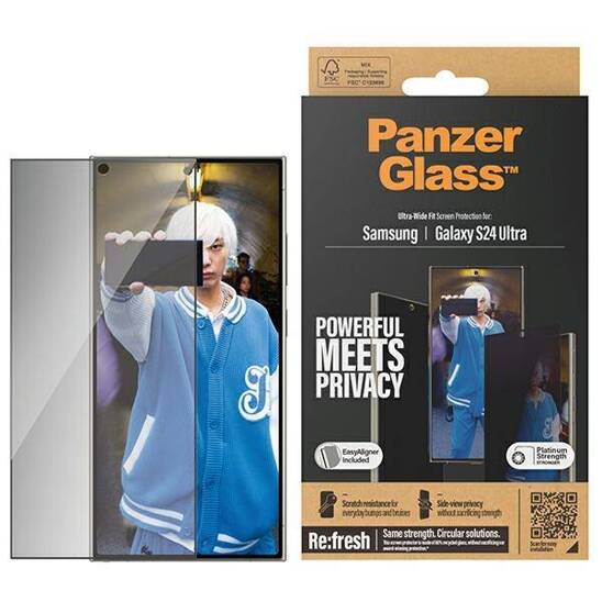 Tempered Glass SAMSUNG GALAXY S24 ULTRA PanzerGlass Ultra-Wide Fit Privacy Screen Protection Easy Aligner Included Privatizing (P7352)