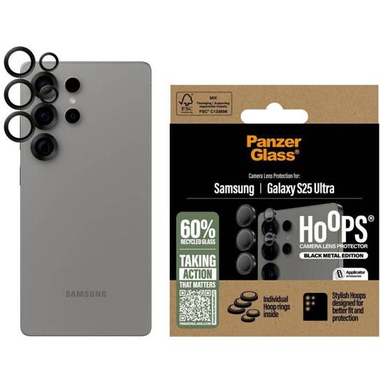 Tempered Glass for Camera SAMSUNG GALAXY S25 ULTRA PanzerGlass Hoops Lens Protector black